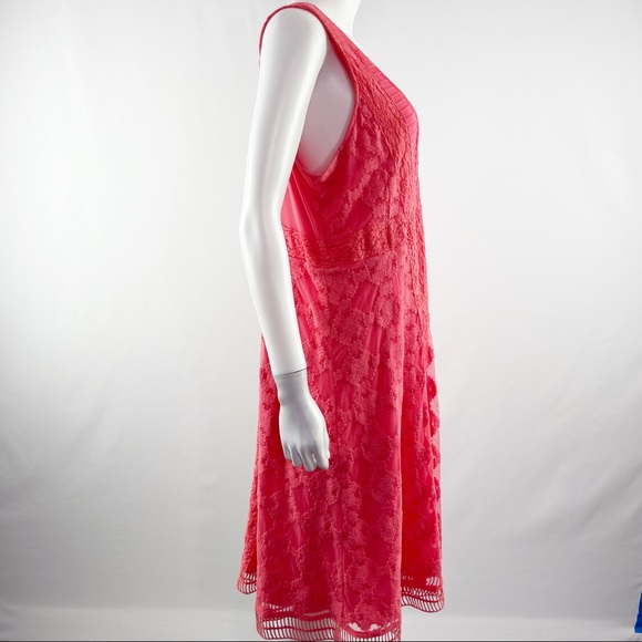 Sundance Size 14 Watermelon Pink Sleeveless Lace Dress - Picture 4 of 8